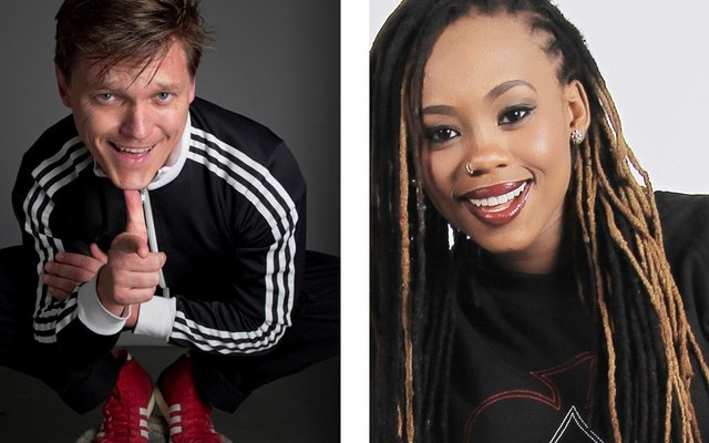 Die aanbieders van die Showville program van SABC 2,  Rob van Vuuren en Bontle Modiselle